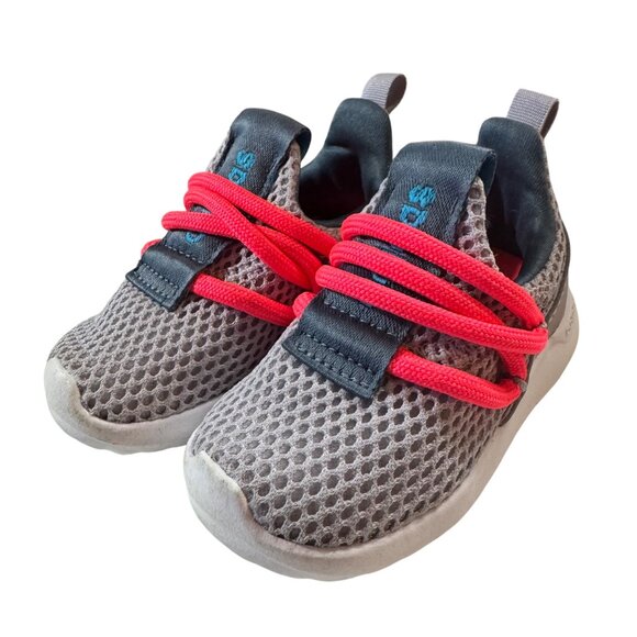 Adidas Kids Sneakers Size 4K Gray Mesh With Red‎ Laces - Picture 1 of 7